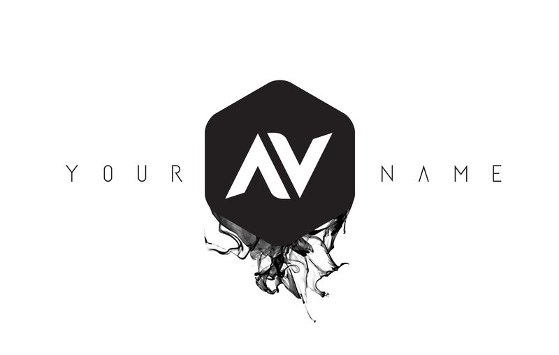 黑色喷墨的AV字母标志设计