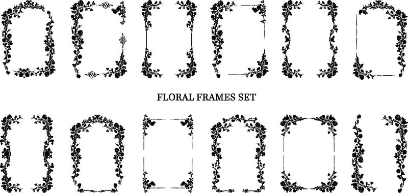 黑色优雅的框架-节日设计-婚礼-周年纪念-聚会-生日玫瑰-邀请函门票传单横幅海报和纹身-仙女盛世设计元素