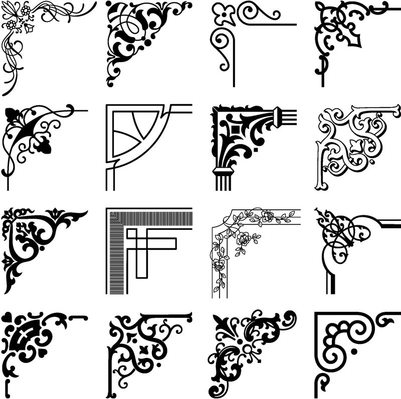 转角和边框复古框架设计元素集2矢量