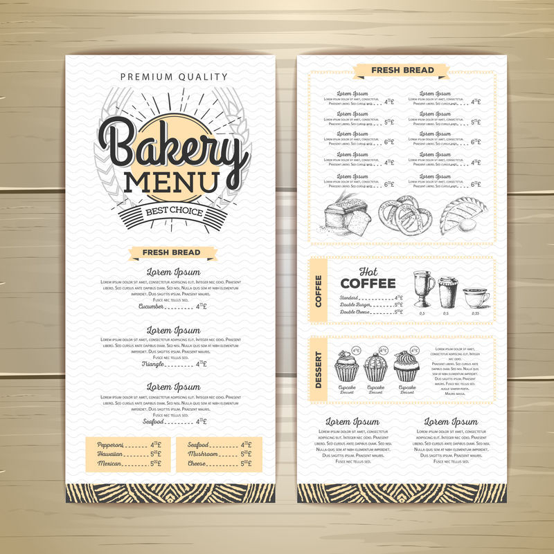经典面包店菜单设计餐厅菜单文档模板