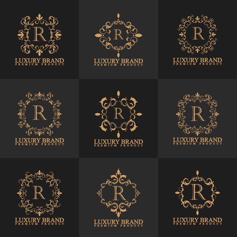 豪华标志集装饰品和华丽设计于一体-适合VIP品牌时尚酒店房地产和高端品牌标识