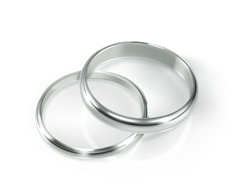 一对银色结婚戒指矢量图