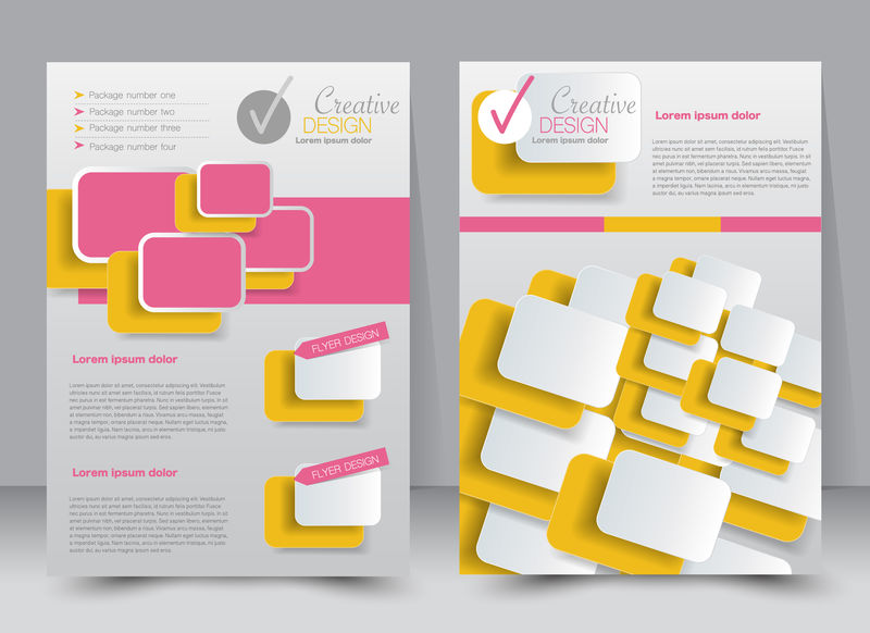 传单模板商业手册可编辑的A4海报设计教育介绍网站杂志封面粉红色和黄色