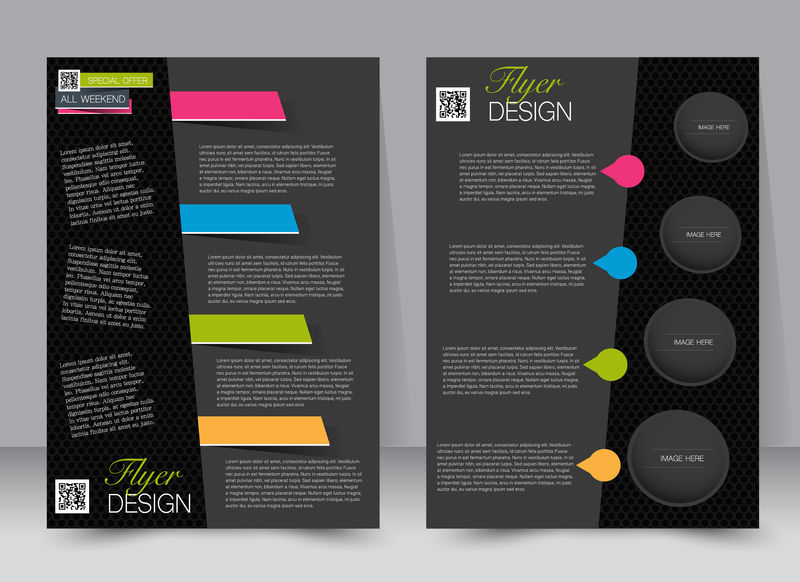传单模板商业手册可编辑的A4海报设计教育介绍网站杂志封面黑色背景色