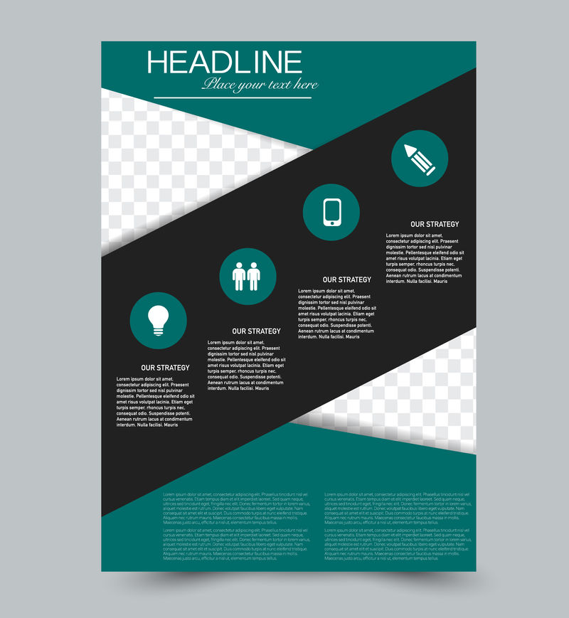 黑色和绿色矢量传单模板抽象小册子设计年度报告包括背景商业教育广告可编辑插图
