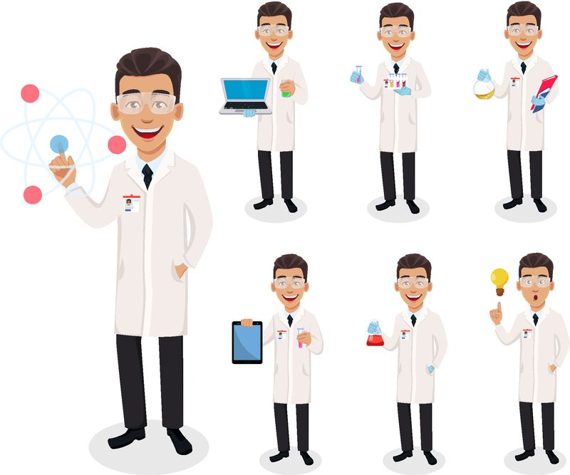 矢量卡通科学家
