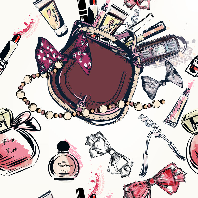 矢量复古化妆品背景