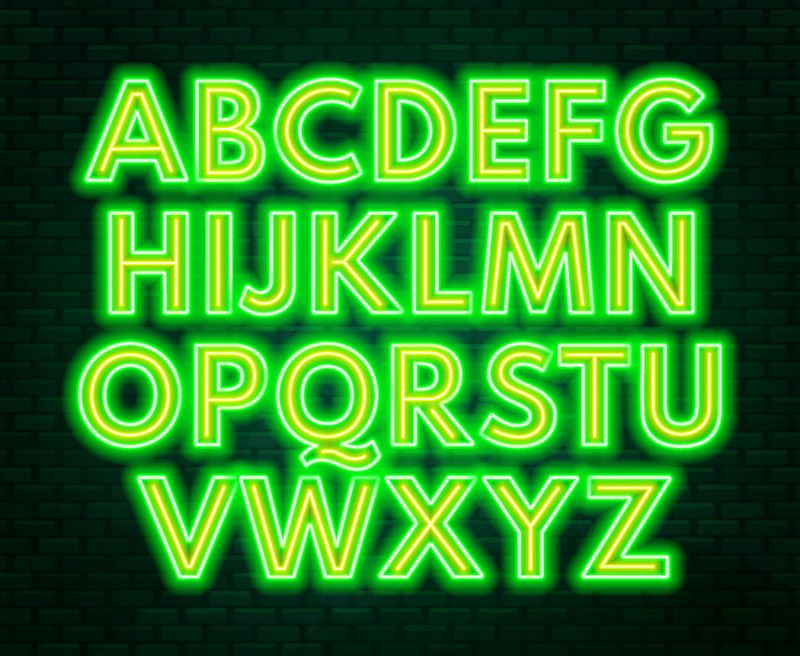 矢量彩色霓虹灯字母