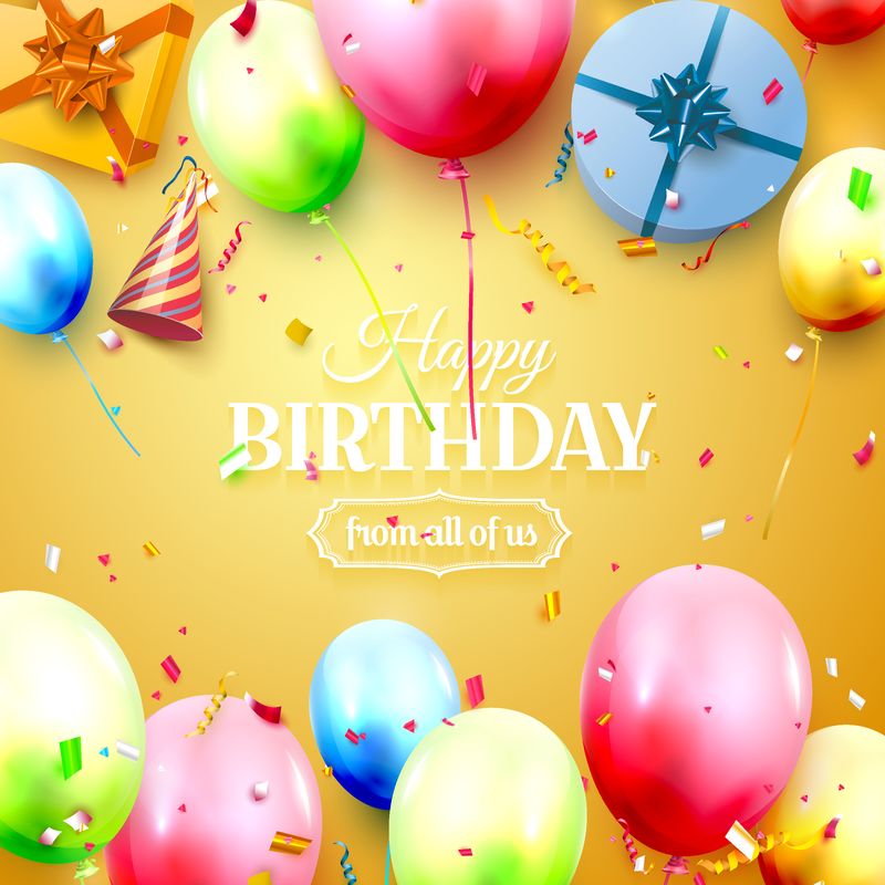 矢量生日快乐气球贺卡模板