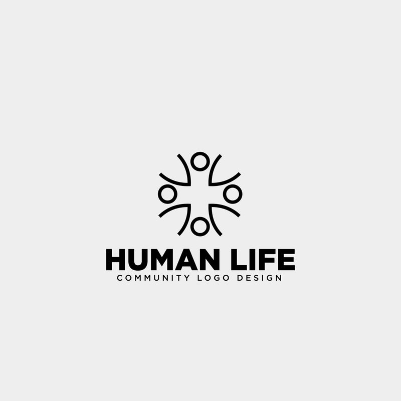 人-树-叶社区标识模板向量图示图标元素