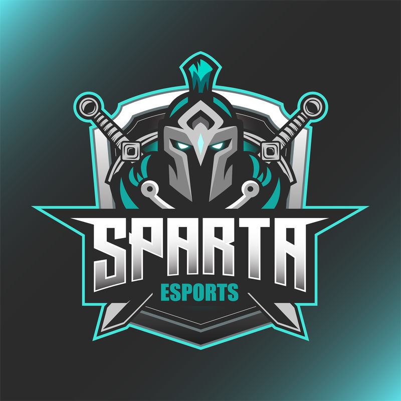 斯巴达战士标志吉祥物矢量图