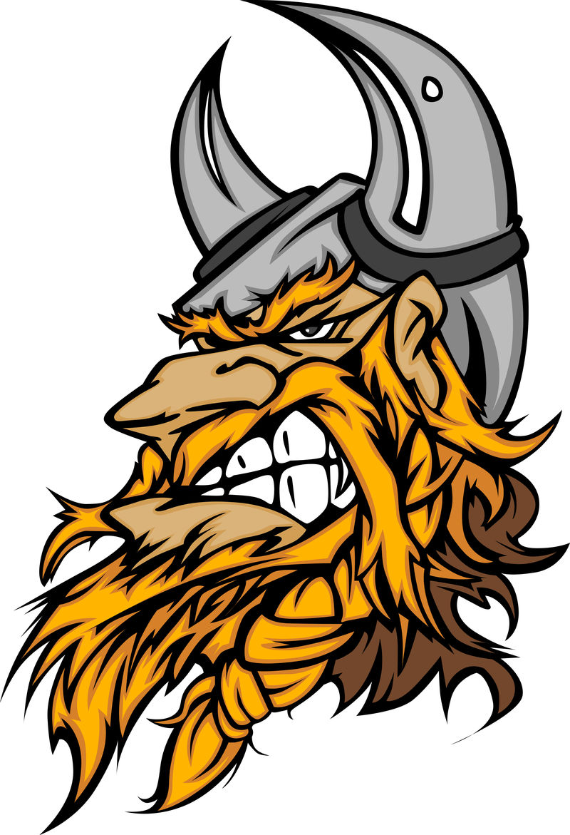 带角头盔的维京吉祥物头像