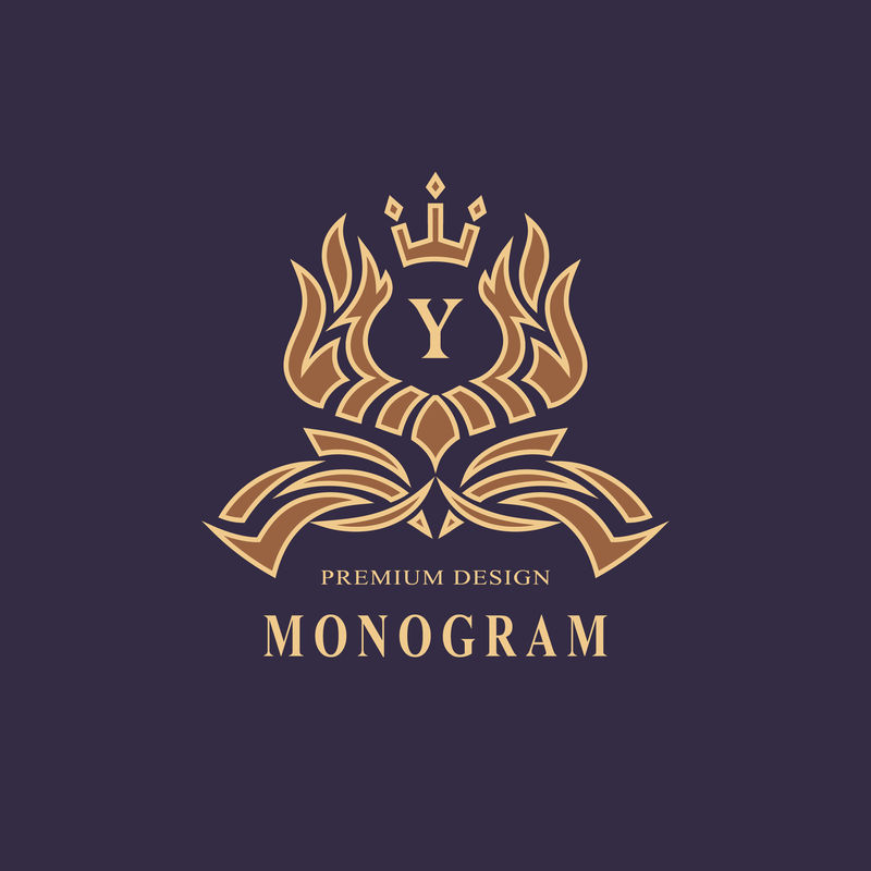 会标设计元素优美的模板书法优雅的线条艺术标志设计大写字母符号Y代表皇室名片精品店酒店纹章珠宝矢量图解
