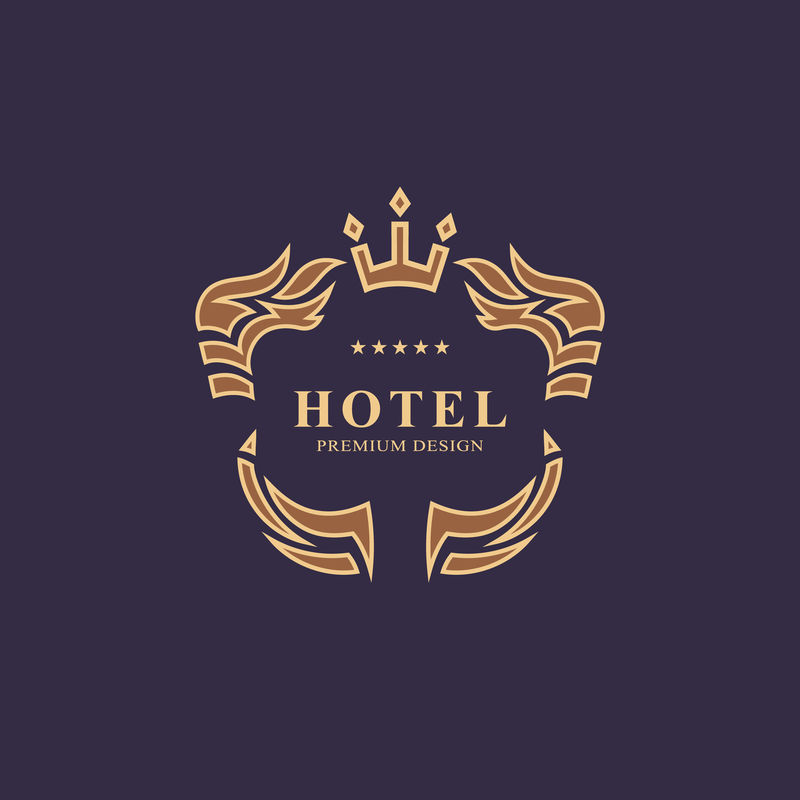 会标设计元素优美的模板书法优雅的线条艺术标志设计会徽：皇冠名片精品店酒店纹章珠宝矢量图解