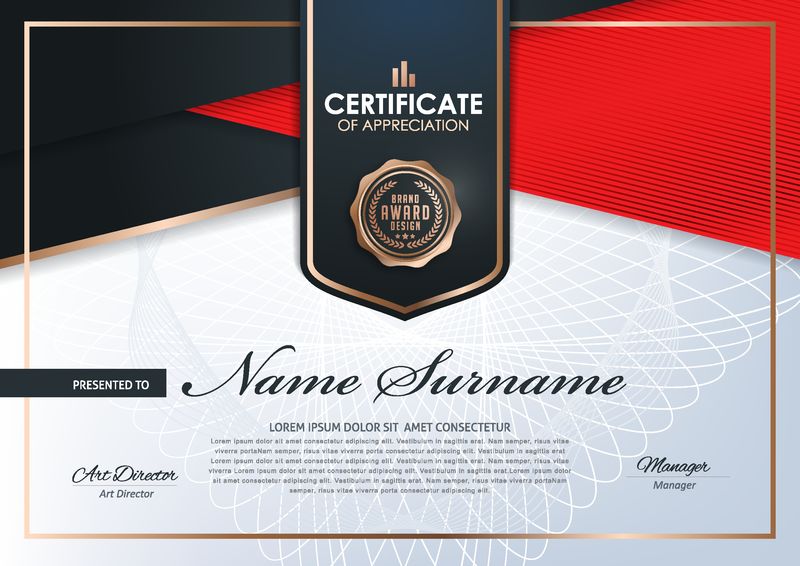 具有现代时尚图案证书模板-文凭-矢量插图