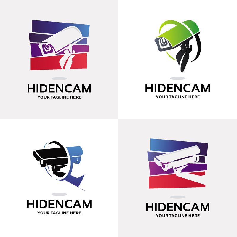 隐藏摄像头徽标集设计模板集合