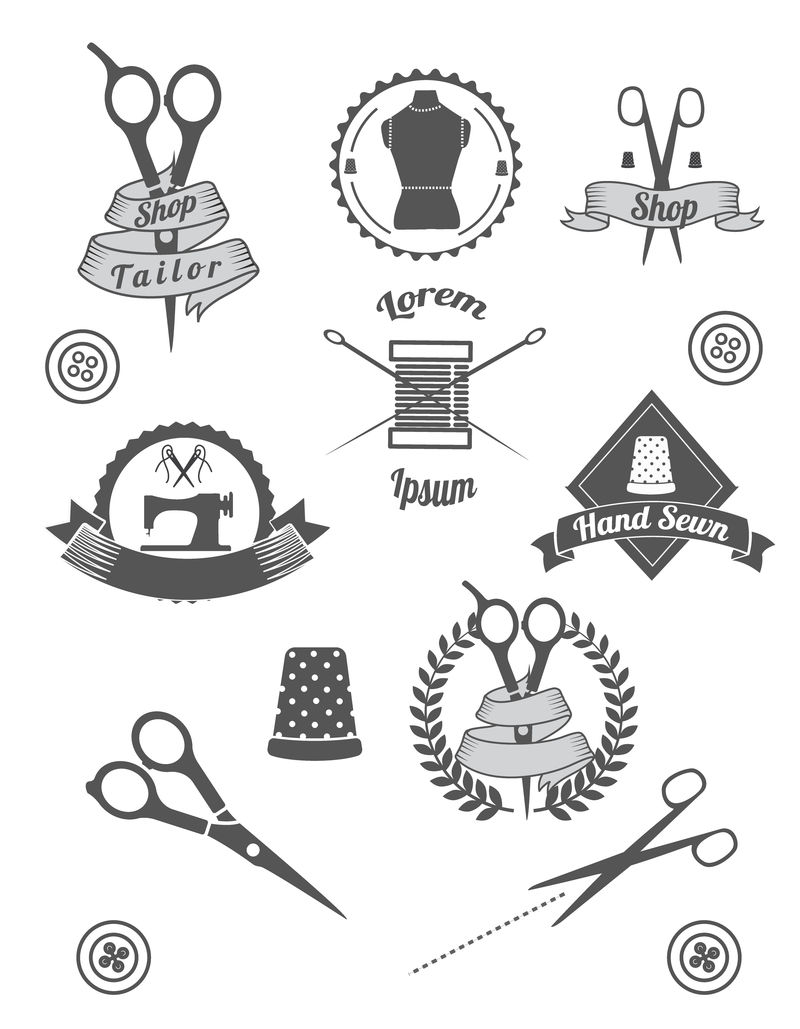 一套老式理发店的设计元素-标签-徽章和徽章