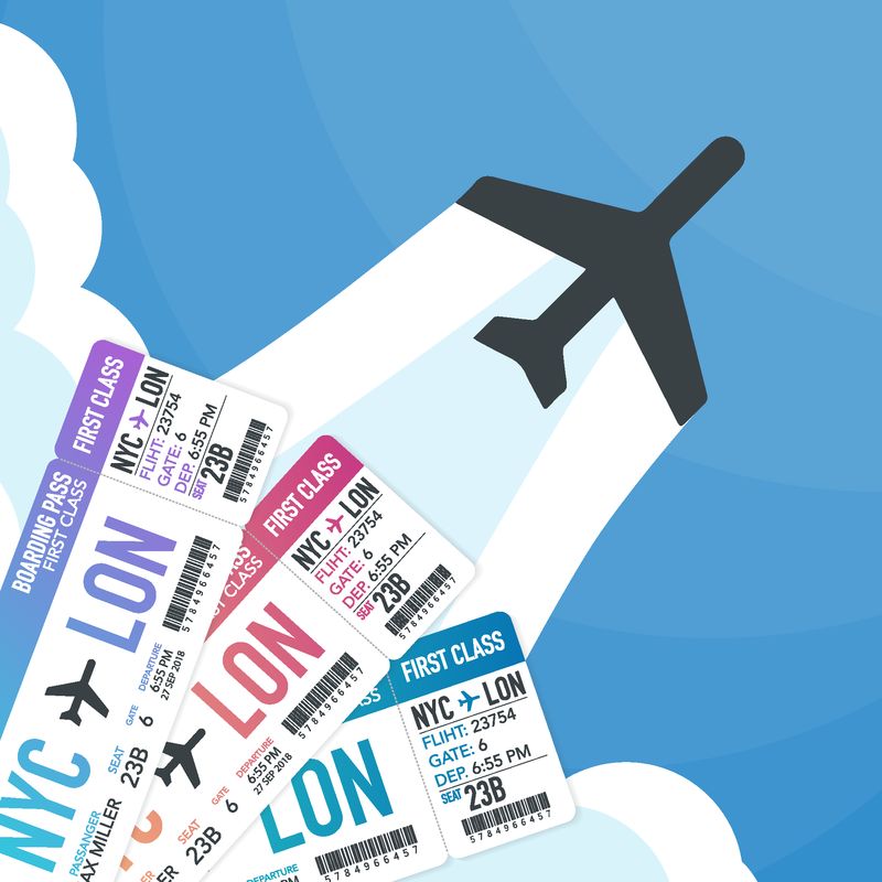 旅游和旅游背景-购买或预订在线机票-全球旅行商务航班-矢量股票图