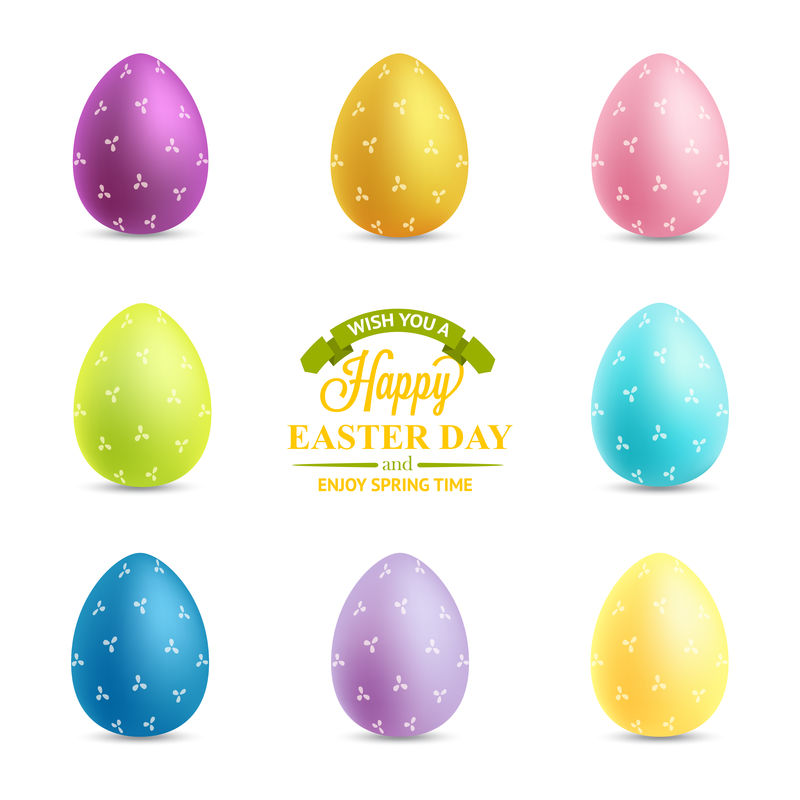 一套白色背景的复活节彩蛋