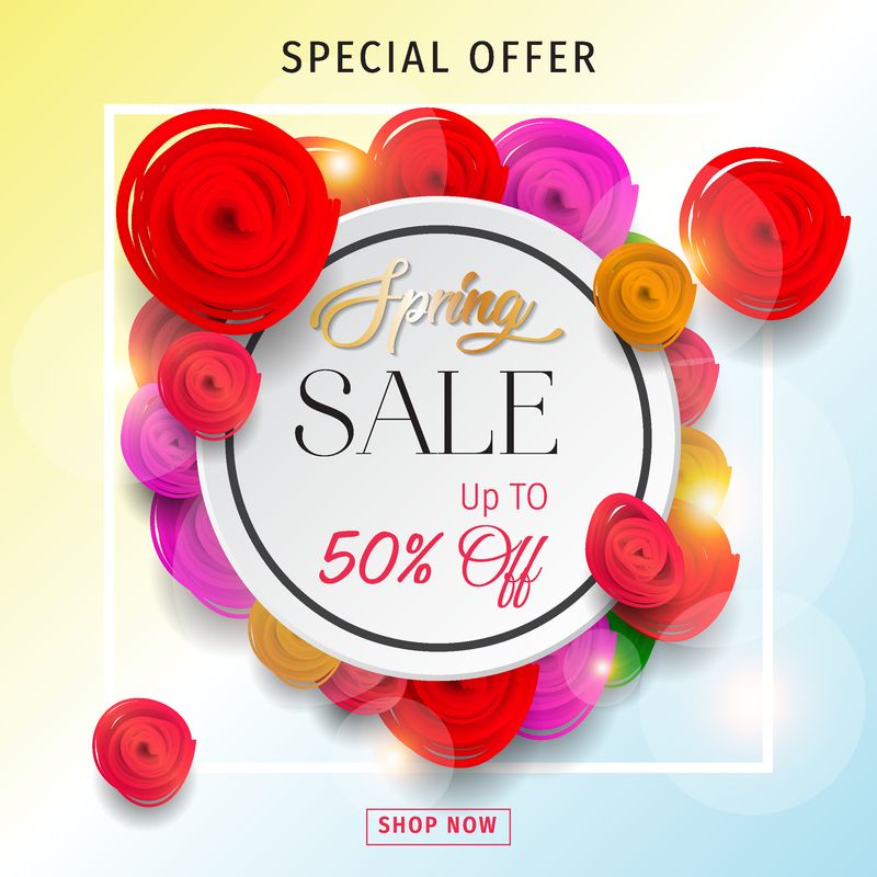 春花促销海报网上购物网站春旗新春系列矢量图