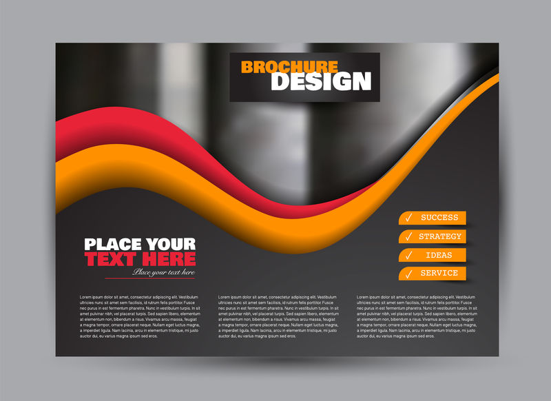 传单宣传册广告牌模板设计商业教育学校介绍网站景观定位黑色红色和橙色可编辑矢量图