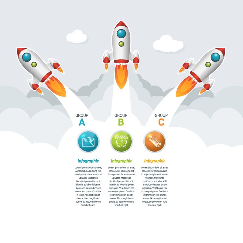 矢量格式的商业启动信息图夜间背景