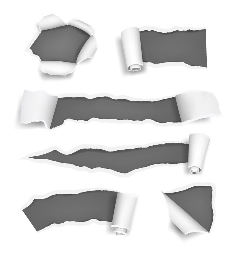 图片 插画 抽象矢量白色撕开的纸设计元素
