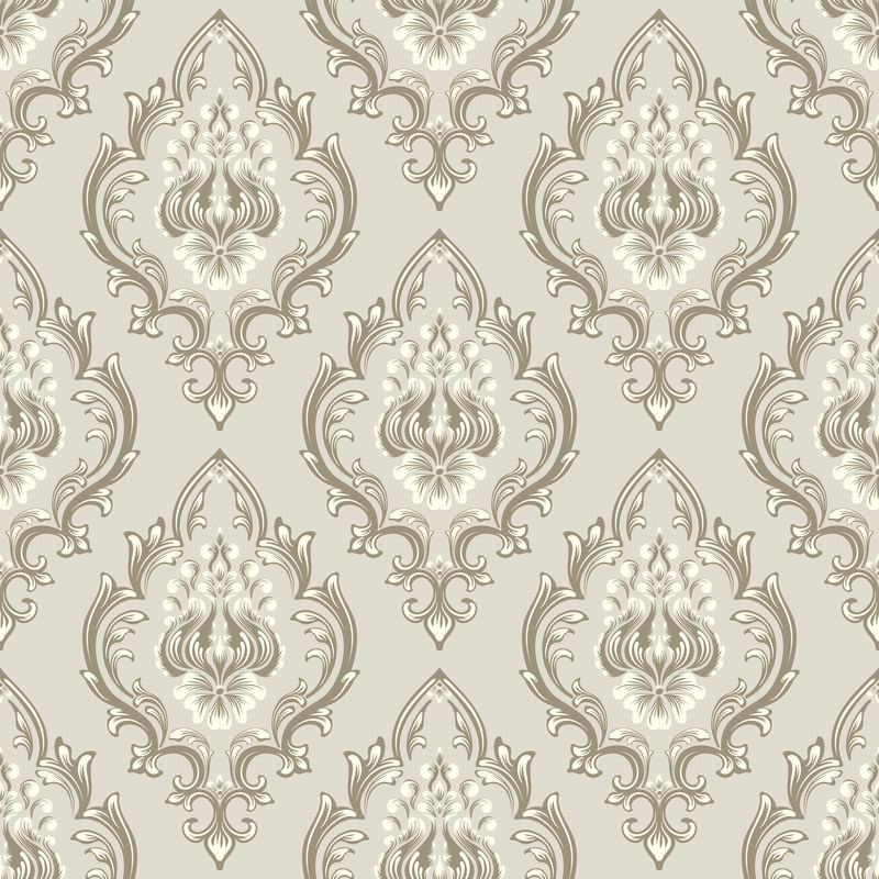 矢量缎纹无缝图案背景古典豪华老式锦缎装饰皇家维多利亚无缝质地墙纸纺织品包装精美的巴洛克花卉模板