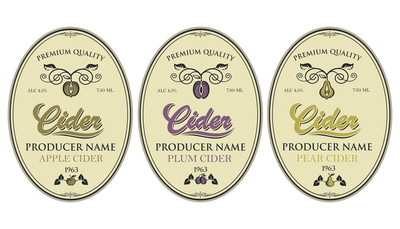 各种苹果酒的标签集合