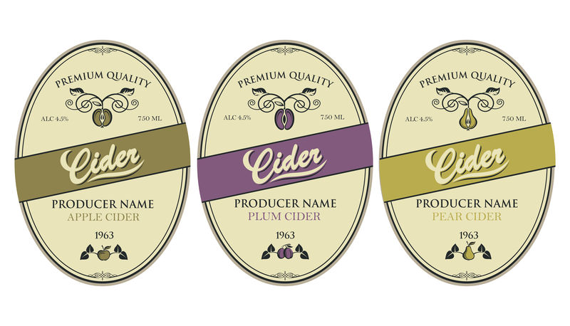 各种苹果酒的标签集合