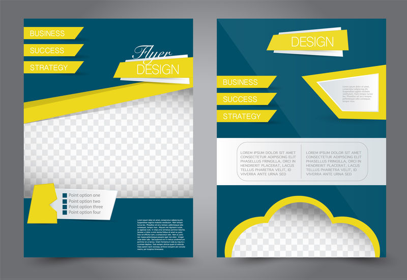 抽象传单模板商业手册设计蓝色和黄色矢量图