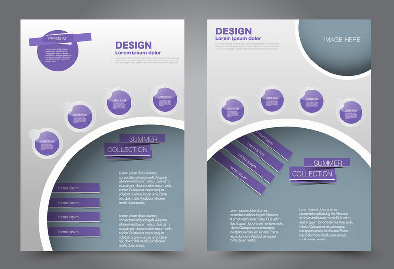 抽象传单模板商业手册设计紫色矢量图