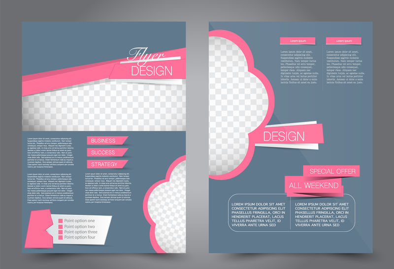 抽象传单模板商业手册设计灰色和粉色矢量图