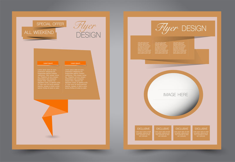 抽象传单模板商业手册设计棕色和橙色矢量图