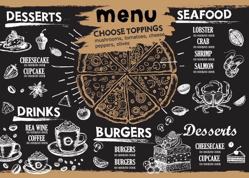 餐厅咖啡馆菜单-模板设计-食物传单