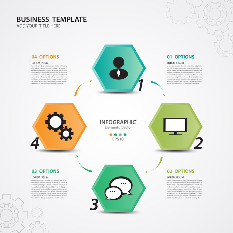 包含4个步骤的信息图形元素图选项矢量图多边形三维图标演示广告流程图业务传单横幅设计Web设计时间线Silde