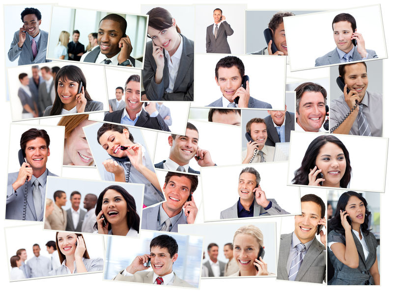 商务人士打电话的拼贴