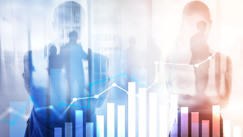 财务增长图销售增长-营销战略概念