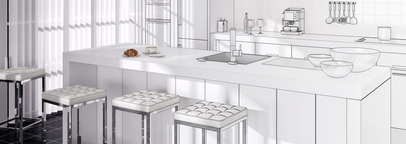白色厨房（全景）