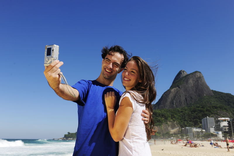 Been loving tourist. Copacabana selfie. Tourist couple.