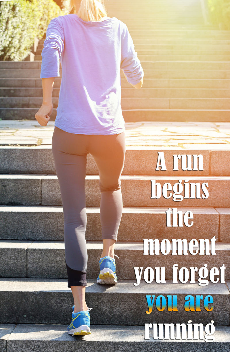 女性健身动机跑步从你忘记跑步的那一刻开始励志名言运动健身积极的生活方式理念