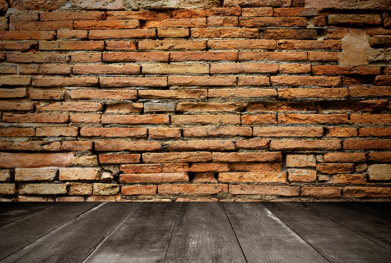 木质和砖墙作为背景纹理