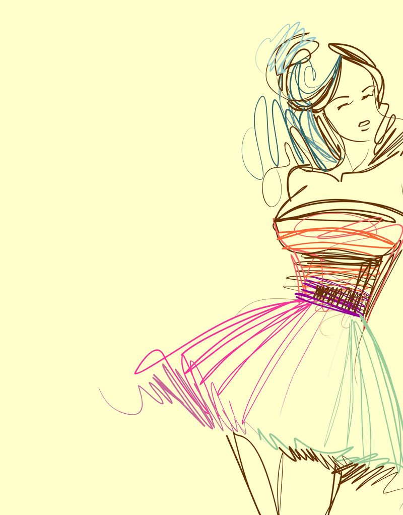 图案以美丽的少女为设计模特-时尚时尚年轻美丽-图形-草图-性感女人