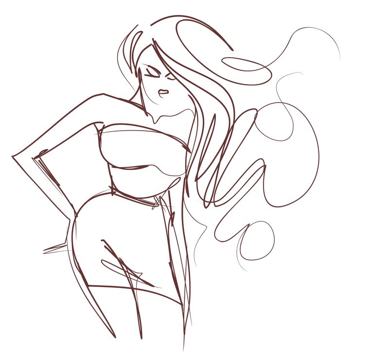 图案以美丽的少女为设计模特-时尚时尚年轻美丽-图形-草图-性感女人