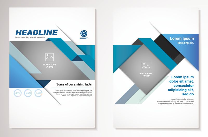 矢量宣传册设计布局模板和封面设计年报-大小A4-首页和后页-信息图表-易于使用和编辑