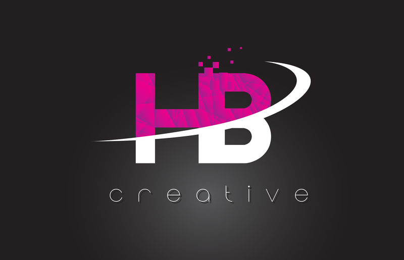 hb h b创意字母设计白粉色