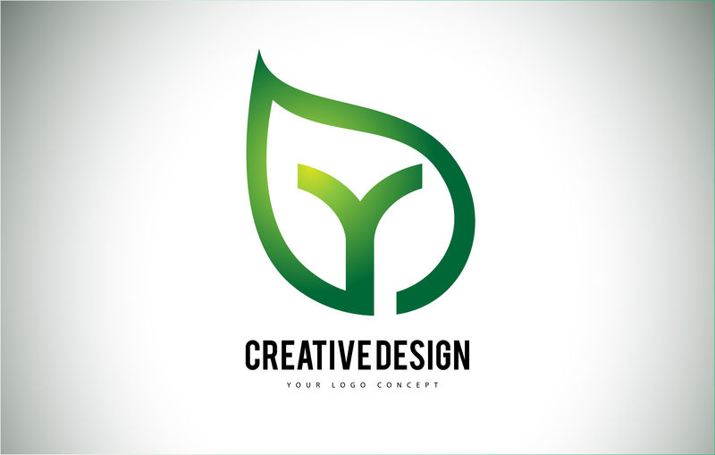 y叶标志有助于设计与绿色的叶子outline