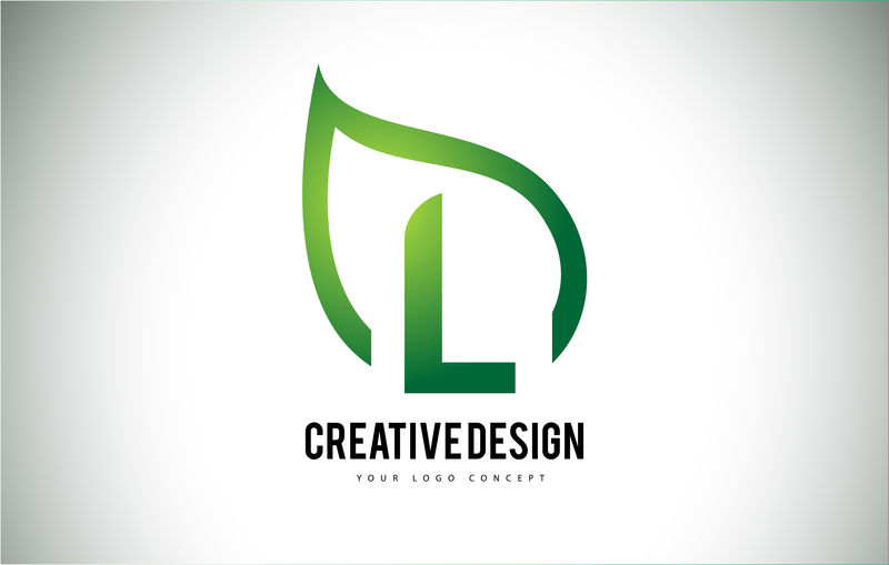 L叶标志有助于设计与绿色的叶子outline