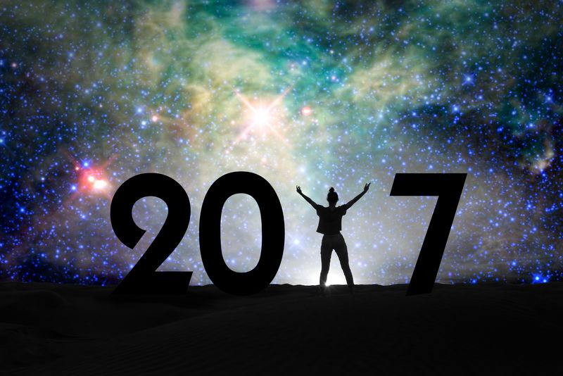 2017年《女性剪影与星夜》2017年新年概念