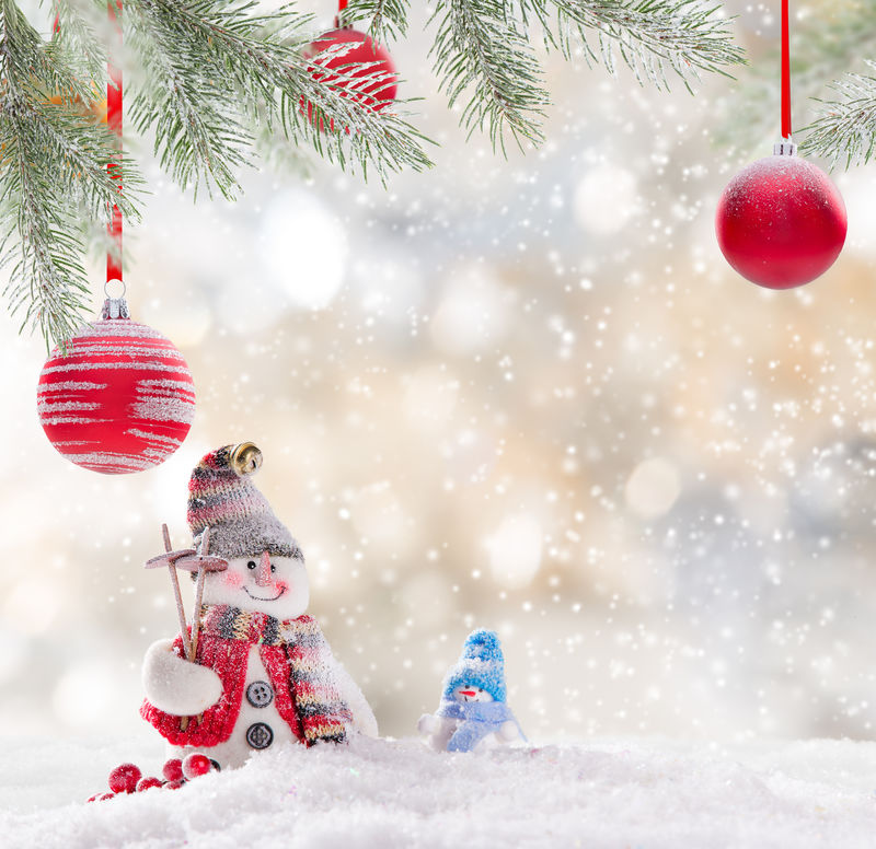 抽象背景下的圣诞雪人